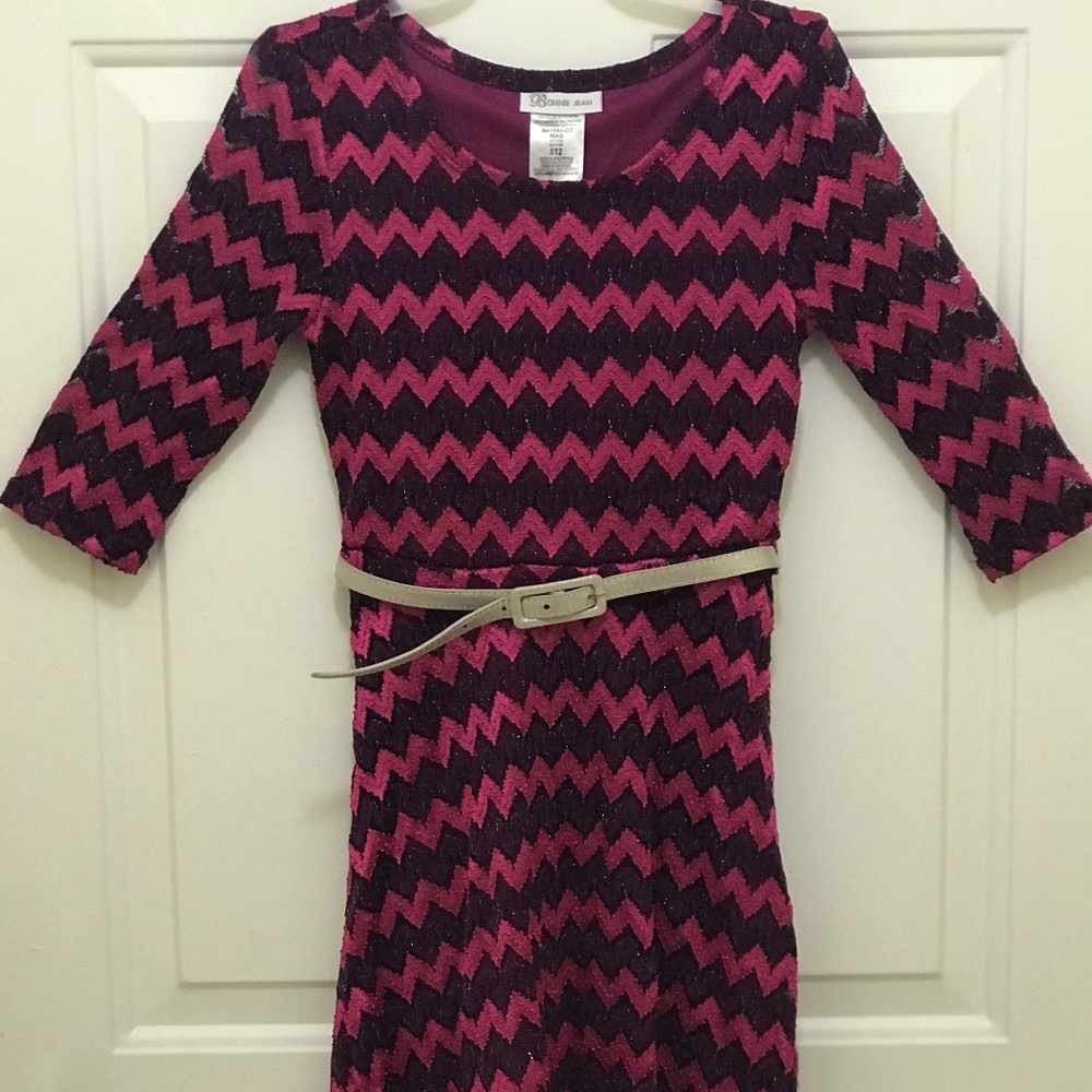 Bonnie Jean Pink & Purple Chevron Dress